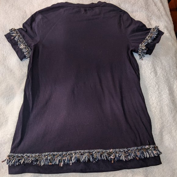 Banana Republic Fringed T-Shirt (Navy) - Picture 2 of 4